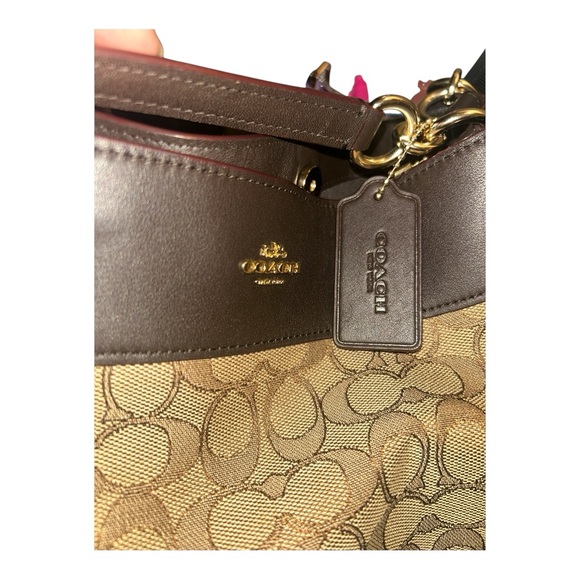 Coach Lexy Shoulder Bag F27579 Brown Signature Canvas Leather Trim - Picture 6 of 7